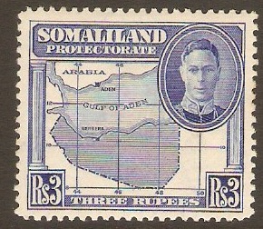 Somaliland Protectorate 1942 3r Bright blue. SG115.